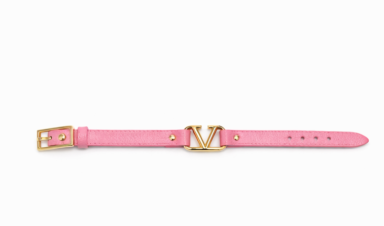 Monré V-Lock Leather Bracelet – Pink & White