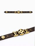 Monré Monogram Leather Bracelet – Brown & Gold