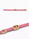 Monré Oval Lock Leather Bracelet – Pink & Black