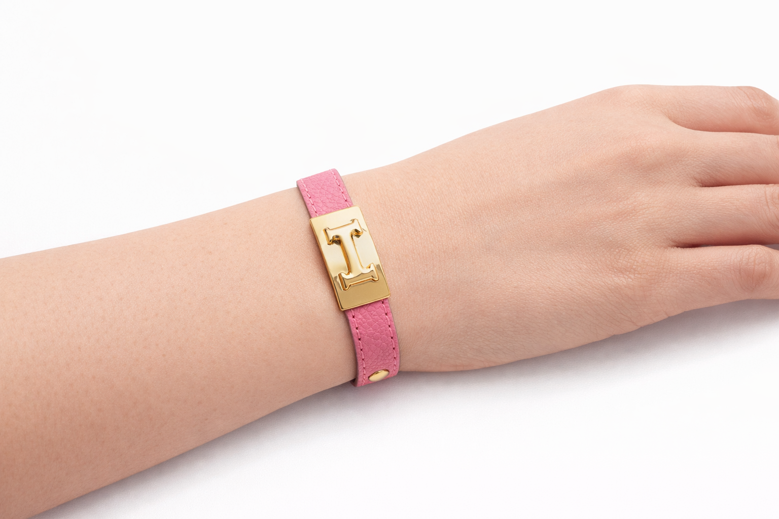 Monré Buckle Leather Bracelet – Black & Pink