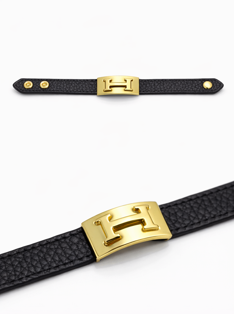 Monré Buckle Leather Bracelet – Black & Pink