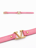 Monré V-Lock Leather Bracelet – Pink & White